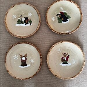 Set of 4 Rustic Animal Themed Plates